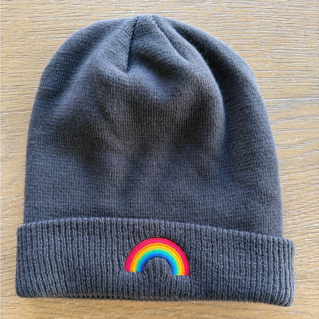 Brand New Aviator Nation Rainbow Rib Beanie  Charcoal